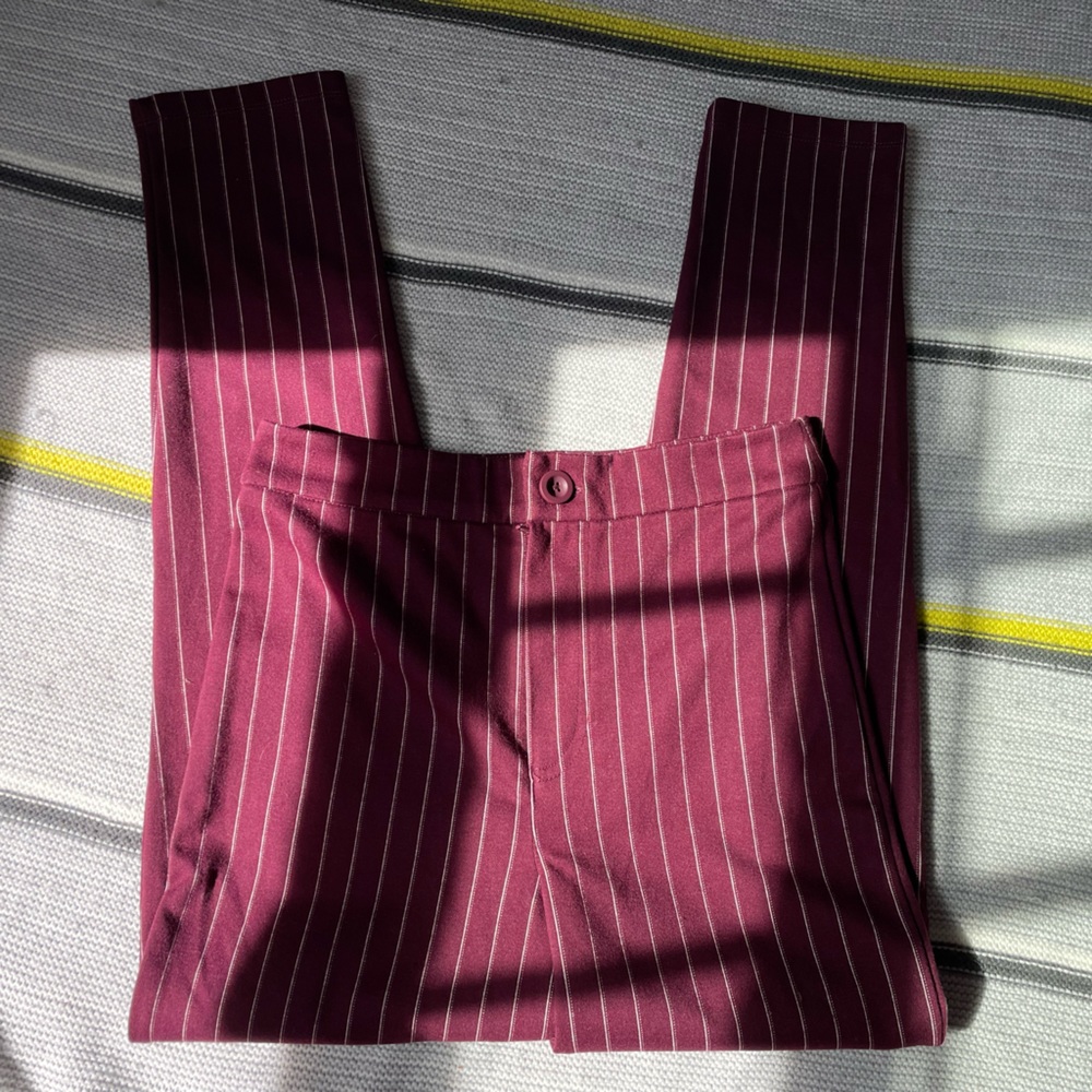 Maroon & white striped pants